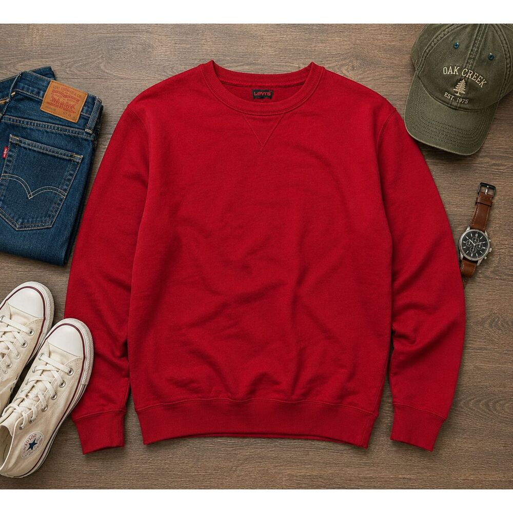 Levi's Pull Over Red Men's Long Sleeve Sweater Size M Medium (948)